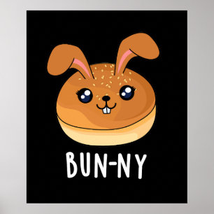 Affiche Bun ny Funny Lapin Lapin Bun Pun Pun Dark BG