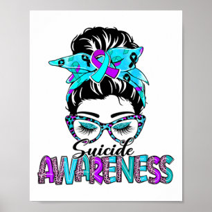 Affiche Bun Sourd Leopard Purple Et Turquoise Ribbon Suici