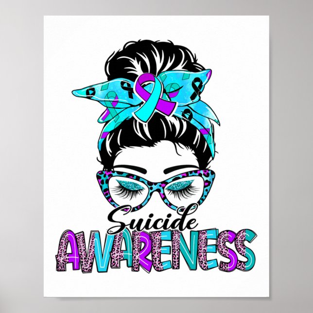 Affiche Bun Sourd Leopard Purple Et Turquoise Ribbon Suici (Devant)