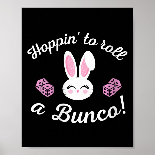 Affiche Bunco de Pâques féminin Hop à lancer un dé Bunco (Devant)