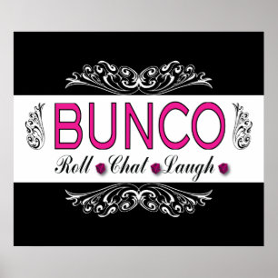 Affiche Bunco, Rouleau, Conversation, Rire en rose, noir e