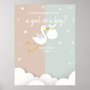Affiche Bundle of Joy Stork Gender Reveal Voting