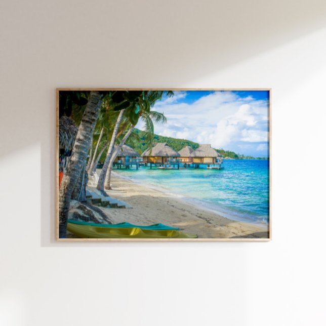 Affiche Bungalows Turquoise Océan Îles Bora Bora (Créateur téléchargé)