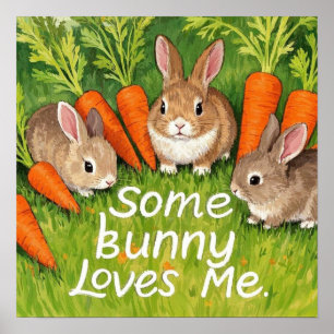Affiche Bunnies et carottes de Pâques