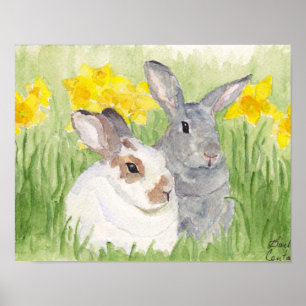 Affiche Bunnies Springtime en fleurs