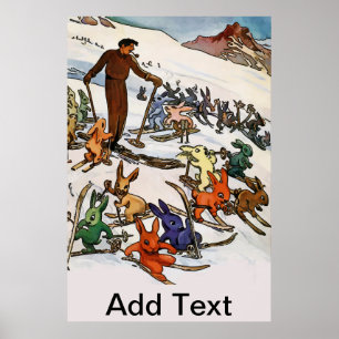 Affiche Bunnies vintages de neige