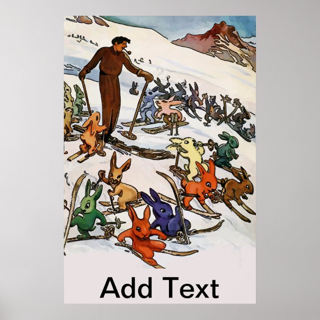 Affiche Bunnies vintages de neige (Devant)