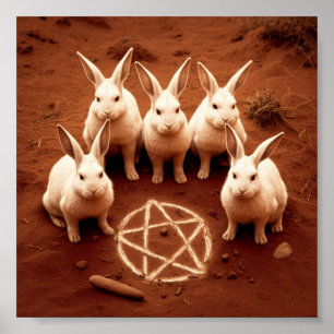 Affiche Bunnies with Pentagram