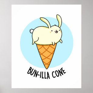 Affiche Bunnilla Cone Funny Bunny Vanilla Pun crème glacée