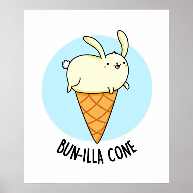 Affiche Bunnilla Cone Funny Bunny Vanilla Pun crème glacée (Devant)