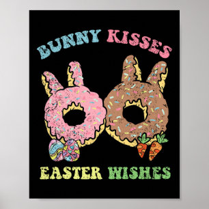 Affiche Bunny Baisers Pâques Souhaits Lapin Donut chasse a