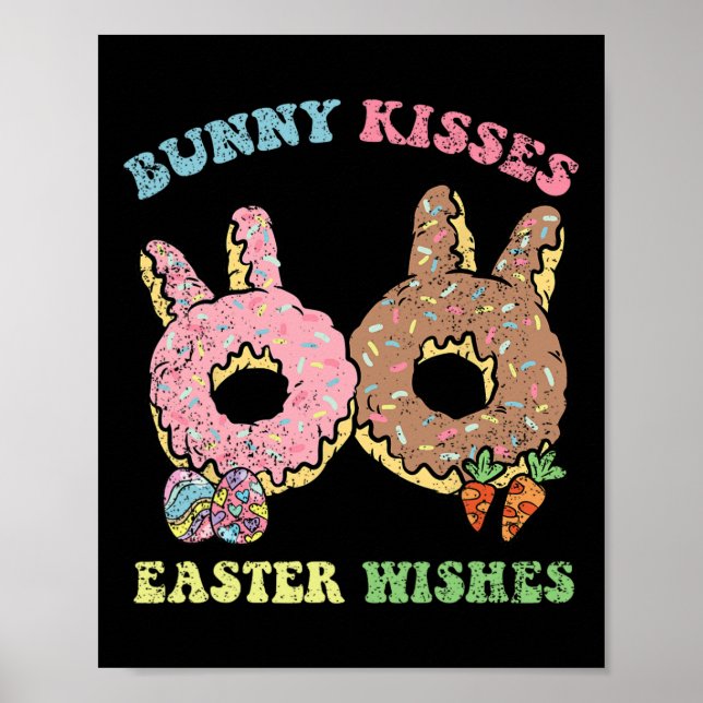 Affiche Bunny Baisers Pâques Souhaits Lapin Donut chasse a (Devant)