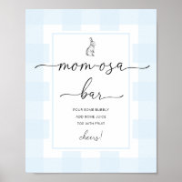 Bunny Blue Gingham Baby Shower Mom-osa Bar Sign