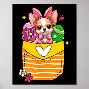 Affiche Bunny Chihuahua Oeufs au chocolat de Pâques à l'in