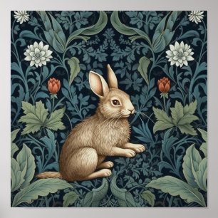 Affiche Bunny dans la forêt Art nouveau