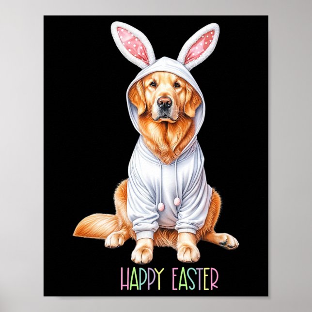 Affiche Bunny de chien de Pâques Printemps Golden Retrieve (Devant)