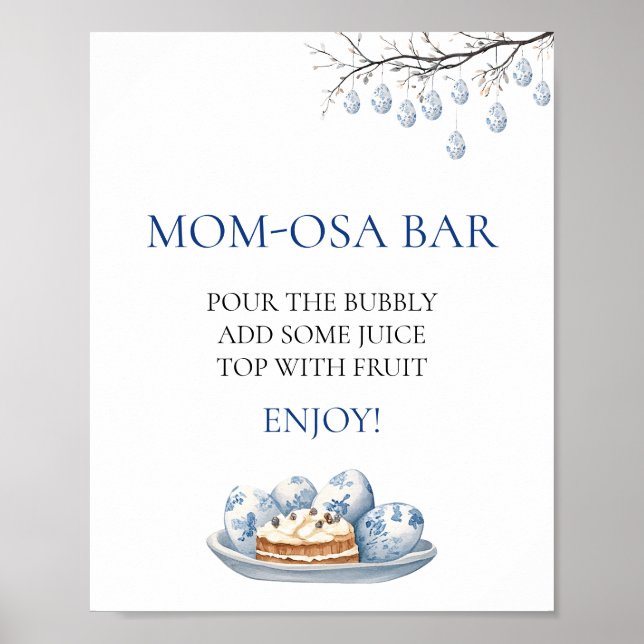 Affiche Bunny de Pâques Chinoiserie Baby shower Mom-osa Ba (Devant)