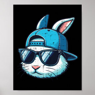 Affiche Bunny de Pâques Visage Vendre Casquette Sungles Ra