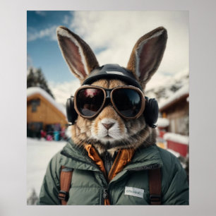 Affiche Bunny de snowboard Whimsical