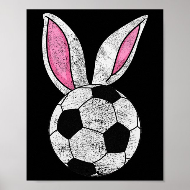 Affiche Bunny Ears Football Joyeux Garçons de Pâques Fille (Devant)