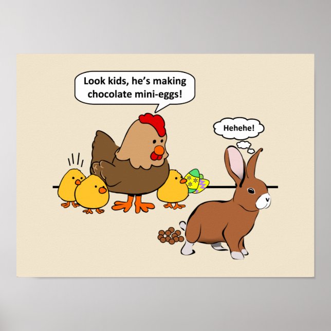 Affiche Bunny fait chocolat poop drôle dessin animé (Devant)