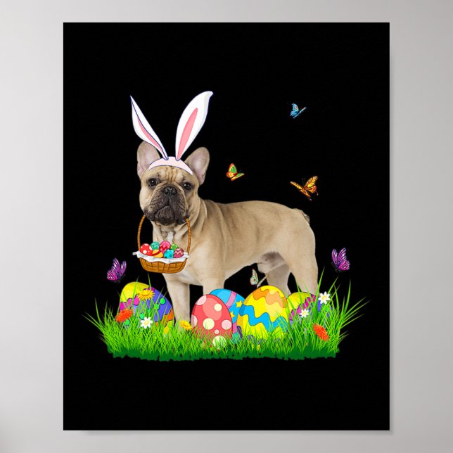 Affiche Bunny French Buldog avec panier d'oeufs Chasse de  (Devant)