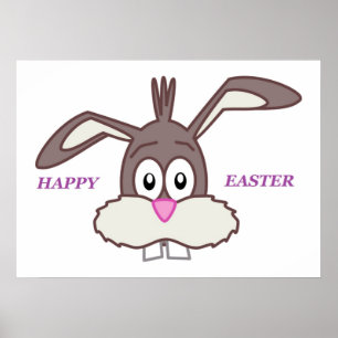 AFFICHE BUNNY "HAPPY EASTER"