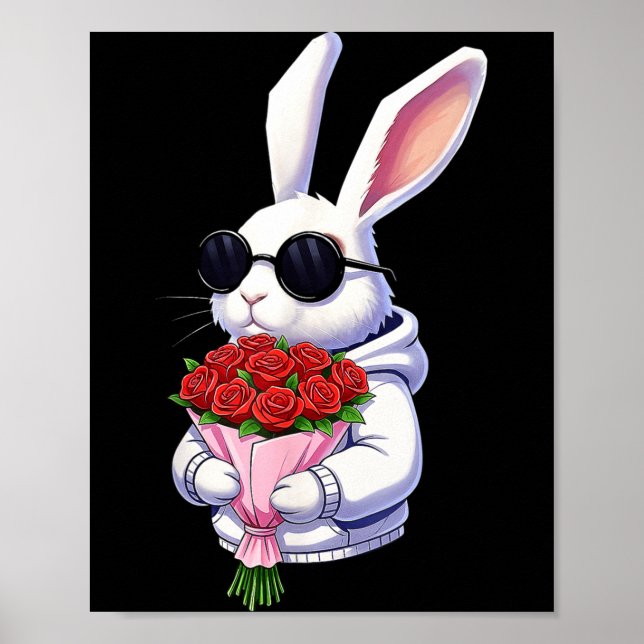 Affiche Bunny Hugging Valentine Flower Bunny  (Devant)