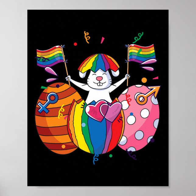 Affiche Bunny Lgbt Q Pride Pâques mignonne Rabbit Ally Gay (Devant)