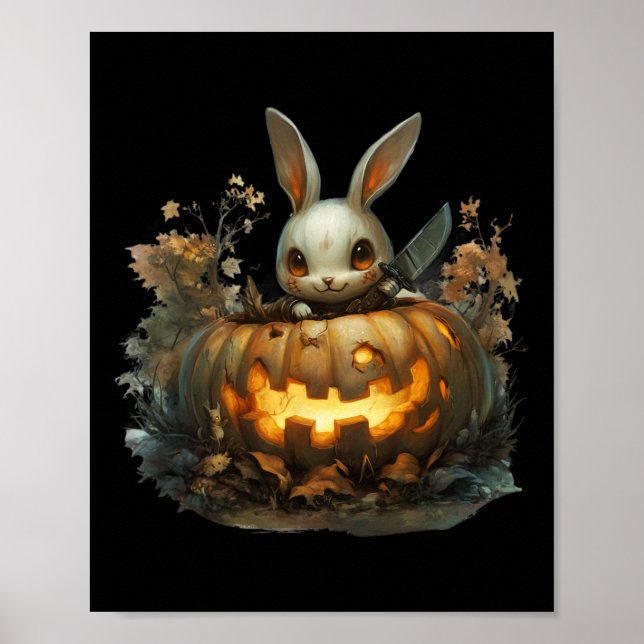 Affiche Bunny Mayhem Déplaisant Halloween Bunny Citrouille (Devant)