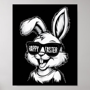 Affiche Bunny Pâques cool Avec Shades Joyeux Enfants Pâque