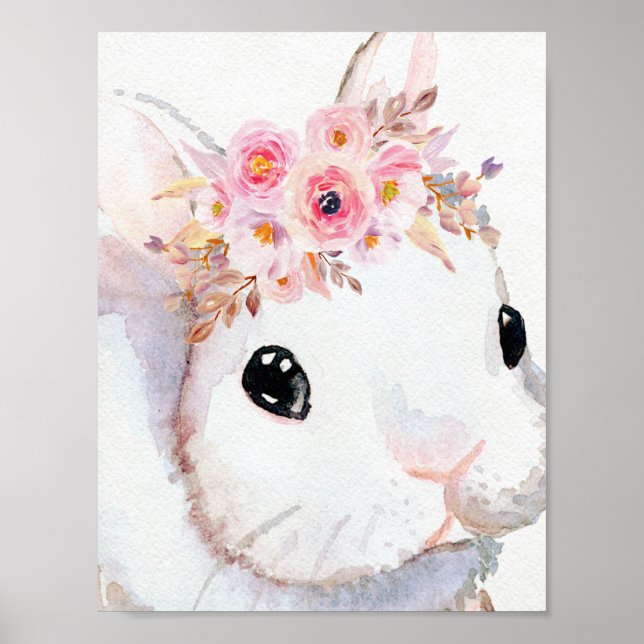 Affiche Bunny Rabbit Boho Chic Nursery Woodland Art Imprim (Devant)
