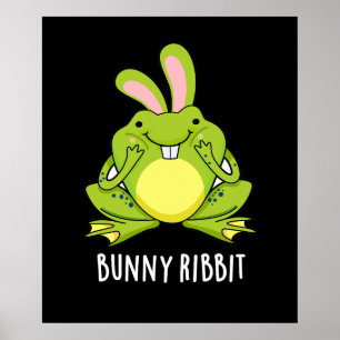 Affiche Bunny Ribbit Funky Rabbit Frog Pun Dark BG