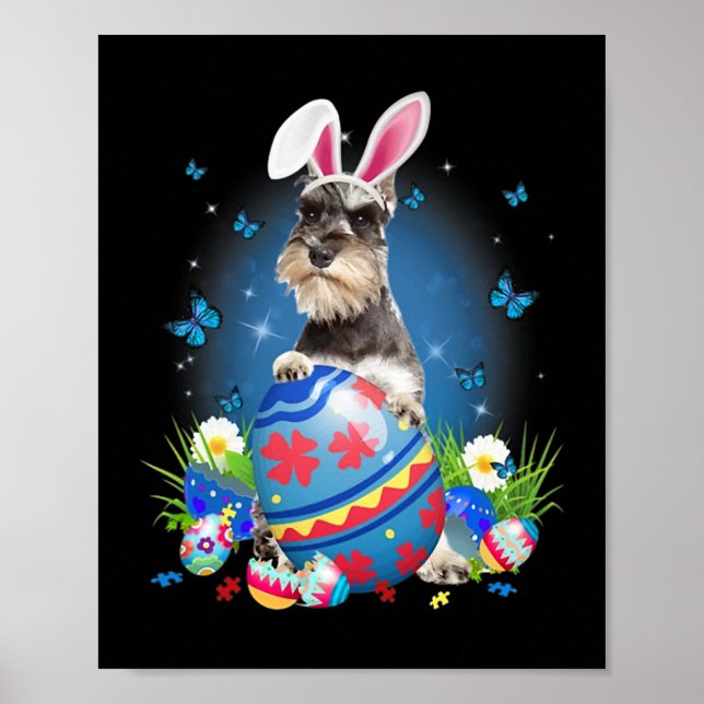 Affiche Bunny Schnauzer Avec Panier À Oeufs Chasse aux Fle (Devant)