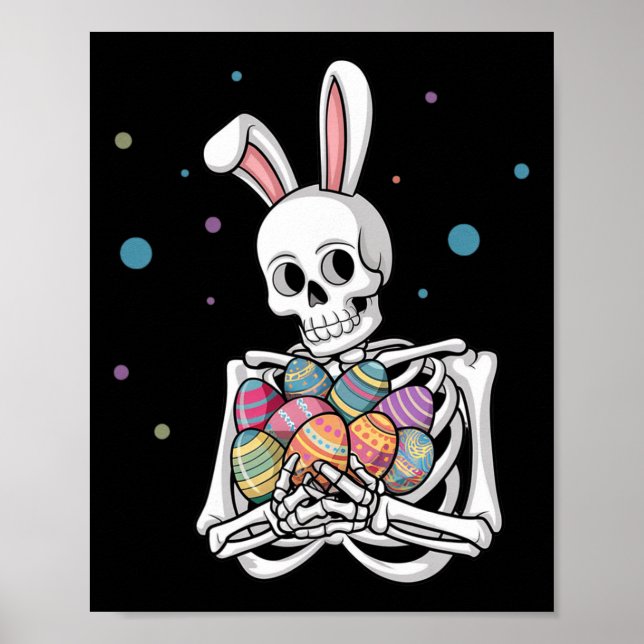 Affiche Bunny Skeleton Holding Easter Eggs Funny Easter Da (Devant)