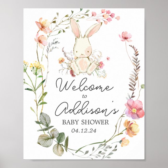 Affiche Bunny welcome sign, bunny poster,  (Devant)