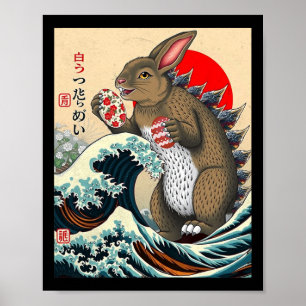 Affiche Bunnyzilla Art Japonais Lapin Drôle Pâques