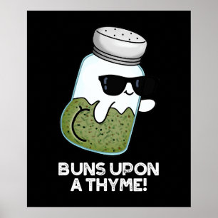 Affiche Buns Sur Un Thyme Funky Herb Pun Dark BG