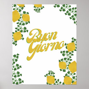 Affiche Buon Giorno Lemon Floral – Art inspiré de l'Italie