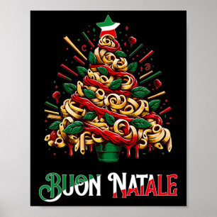 Affiche Buon natale italie pâtes noël arbre xmas