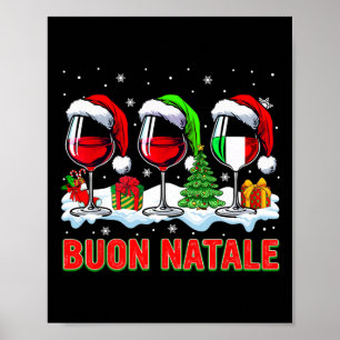Affiche Buon natale joyeux noël italien trois père Noël wi