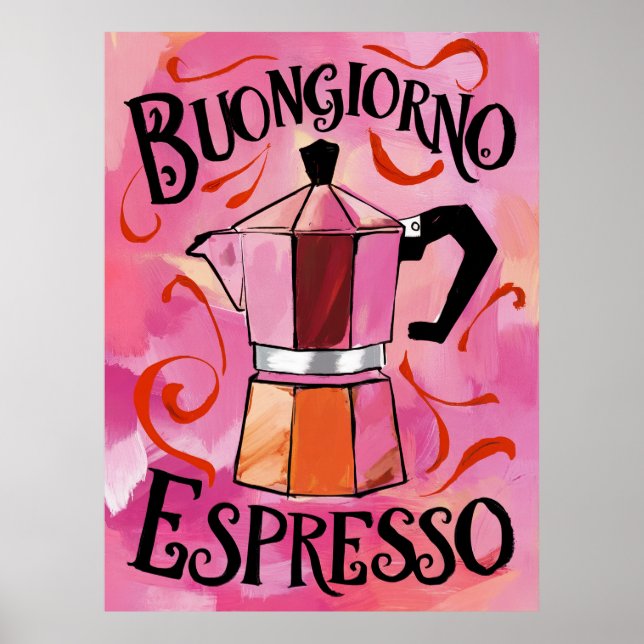 Affiche Buongiorno Espresso Italien Moka Coffee Art (Devant)