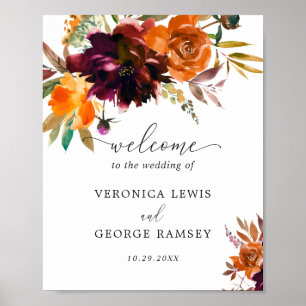 Affiche Burange Floral Rustic Fall Mariage de bienvenue