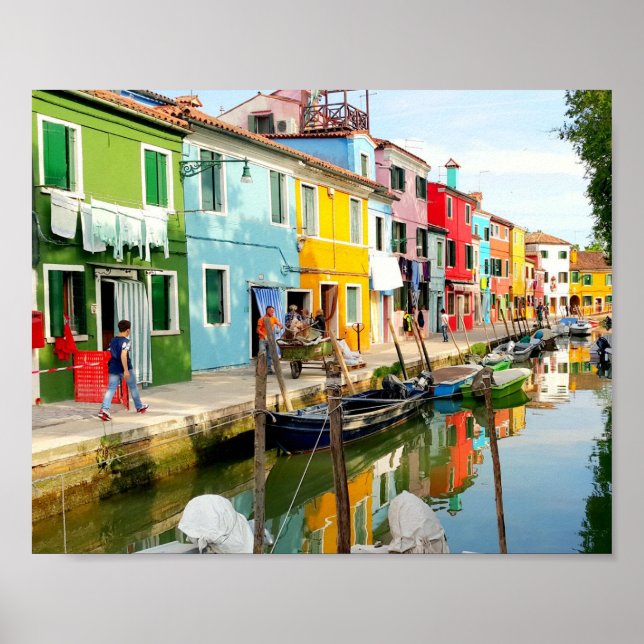 Affiche Burano island near Venice, Rainbow Houses in Italy (Devant)