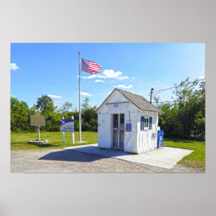Affiche Bureau de poste d'Ochopee, Floride, le plus petit 