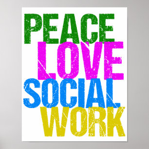 Affiche Bureau de travail social Peace Love