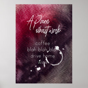 Affiche Bureau Humor Comptable Travail Alcool Vin Drôle