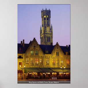 Affiche Burg Carré et la tour du beffroi, Bruges, Belgique