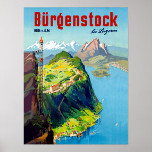 Affiche Burgenstock landscape, view point, Switzerland