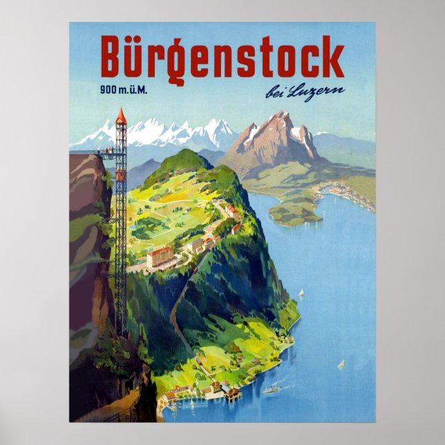 Affiche Burgenstock paysage, point de vue, Suisse (Devant)